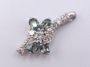 Pt900 アレキサンドライト 0.47ct ダイヤ 0.33ct ペンダントトップ 1.7g 他鑑